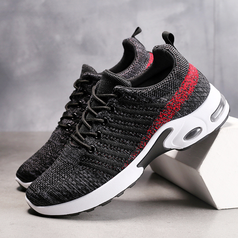 Knit Fabric Lace Up Sneakers - Erkek spor ayakkabı örgü ayakkabı moda