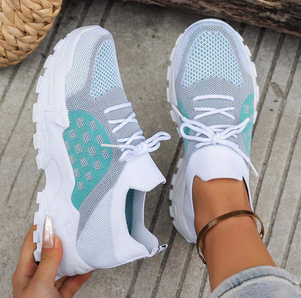 Kadın Nefes Alabilen Örgü File - Knit Fabric Lace Up Sneakers incelemesi ve fiyatı